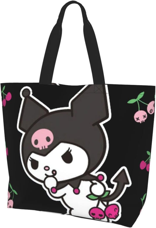 [NEXEAR] Sanrio Kromi Popular Tide Eco Bag, Folding Shopping Bag, Durable, Shopping Bag, Convenience Store Bag, Compact, Waterproof, Lightweight, Pocket Size, For Convenience Stores, Popular, Goods, Anime, Black