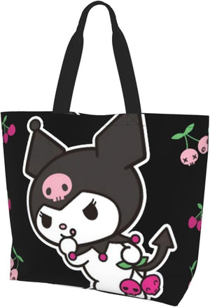 [NEXEAR] Sanrio Kromi Popular Tide Eco Bag, Folding Shopping Bag, Durable, Shopping Bag, Convenience Store Bag, Compact, Waterproof, Lightweight, Pocket Size, For Convenience Stores, Popular, Goods, Anime, Black