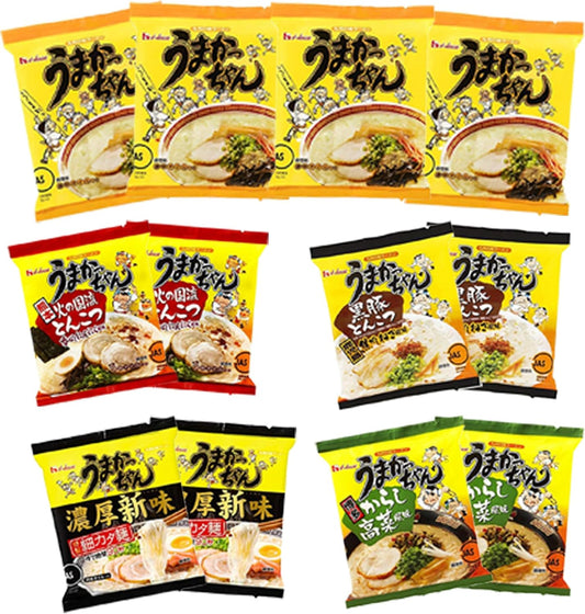 House Umakachan Kyushu Tonkotsu Ramen, Classic 4 Meals + 4 Types x 2 Meals, Total of 12 Meals (Classic, Kumamoto Black, Takana, Rich Fresh Flavor, Black Pork Tonkotsu) Eat Comparison Assortment