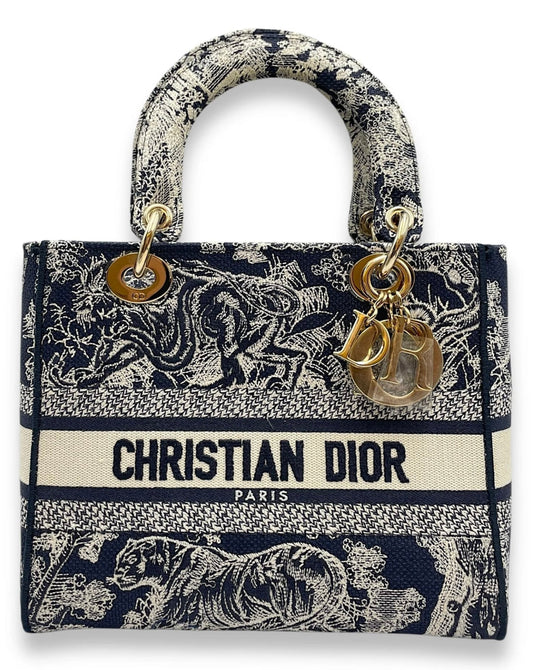 DIOR BLEU CANVAS MEDIUM LADY DIOR