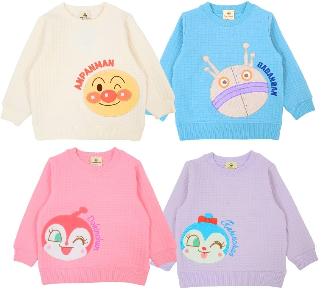 Nakata Anpanman Applique Sweatshirt, Fleece Lined, Autumn, Winter, Spring, Long Sleeve, Children's Clothes, Boys, Girls, Baby, Kids, Anime Character Goods
