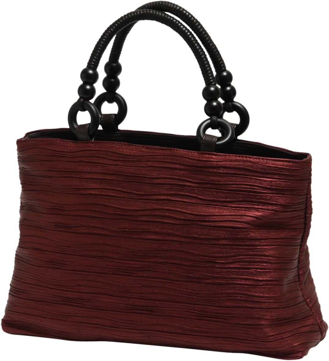 Hasegawa Pleated Processed Kimono Western Style Handbag (Red, Gray, Black) M/S Made in Japan