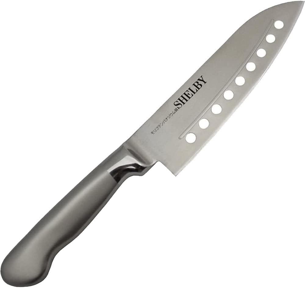 Tafuco Z-2358 Knife, Perforated Santoku Knife, 6.5 inches (165 mm), Molybdenum Steel, Shelby