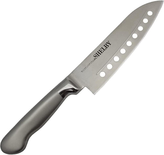 Tafuco Z-2358 Knife, Perforated Santoku Knife, 6.5 inches (165 mm), Molybdenum Steel, Shelby