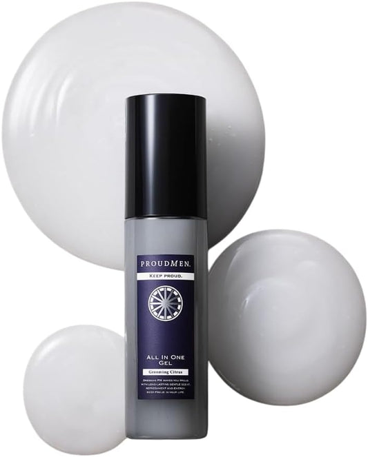 Proud Men All-in-One Gel, Grooming, Citrus Scent, 3.4 fl oz (100 ml), Lotion, Serum, Milky Lotion, Alcohol Free