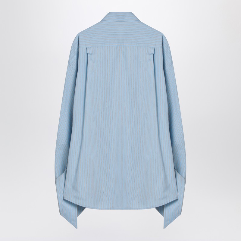 Balenciaga 結び目のある袖口が付いたバレンシアガライトブルーのストライプシャツ - Image 1