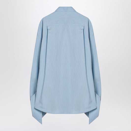 Balenciaga 結び目のある袖口が付いたバレンシアガライトブルーのストライプシャツ - Image 1