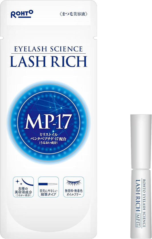 (Official) Rohto Pharmaceutical Lush Rich Eyelash Beauty Serum, Eyelash Mites, Eyelash Growth, Fine Brush Type, Eye Care, Moisturizing Ingredients, Unscented, Coloring, Oil Free, Easy to Use, 0.09 fl oz (2.5 ml)