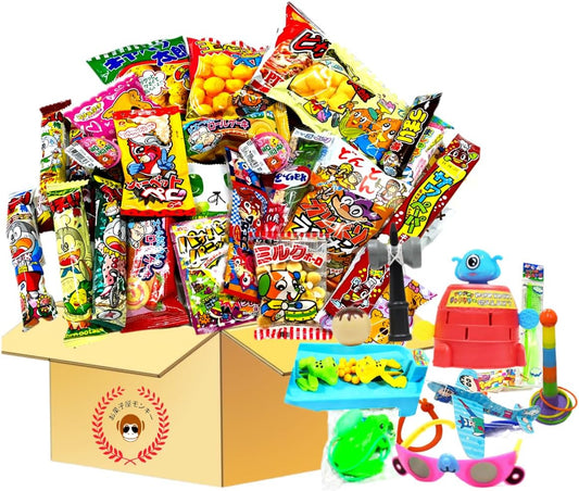 Kid's Delight Dagashi Toy Set, 20 Carefully Selected Dagashes, 10 Fun Toys, Party Sending, Gift, Children's