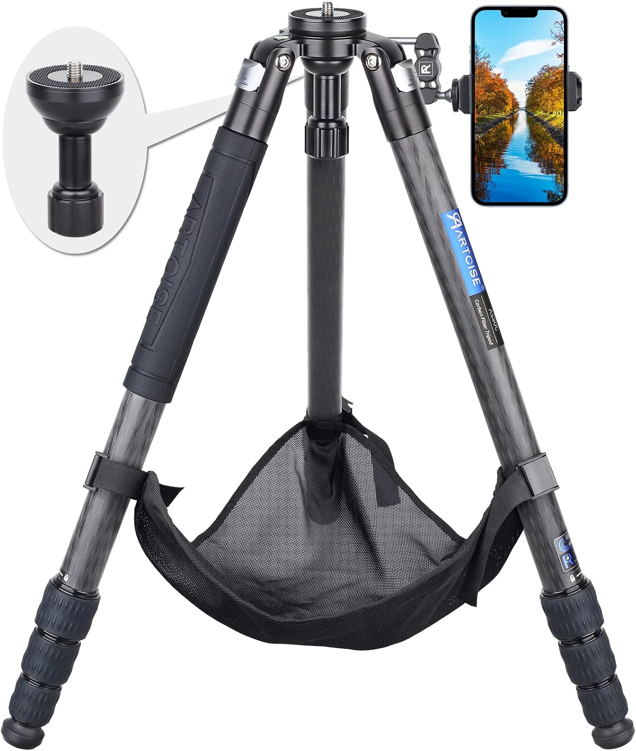 Carbon Camera Tripod, Professional, Aluminum Alloy, Nut Lock Tripod, Stand, Half Ball, Bowl Adapter, ARTCISE Outdoor Travel, Home, Convenient to Carry, Stability, Compatible with Video, Digital