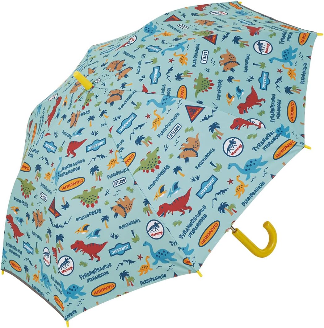 Skater UBSR3-A Children's Parasol, 21.7 inches (55 cm), Dinosaurus, For 9 to 10 years old, Approximately 49.2 to 53.1 inches (125 to 135 cm), Elementary School, One-Touch Jump Type, UV Protection, 8 Ribs, Dinosaurs, Boys, For Both Sun and Rain