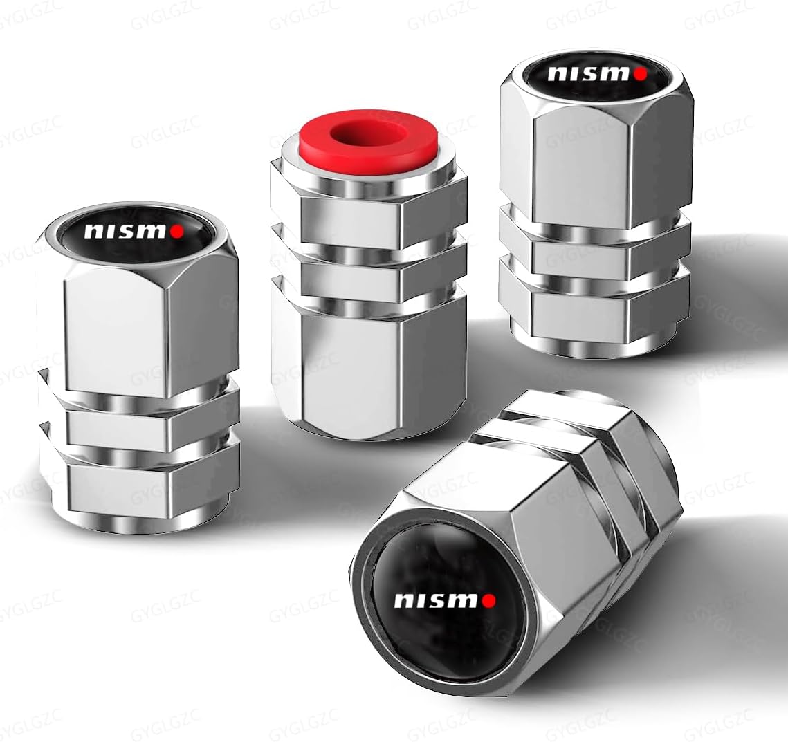 Nismo Air Valve Cap, Set of 4, Nissan, Serena, X-Trail, Skyline, Caravan, Fair, DZ, Days, Note e-Power, Lukes, Aura Elgrand, Etc., Tire Valve Cap, Aluminum, Automotive Dress-Up Parts, High Strength,