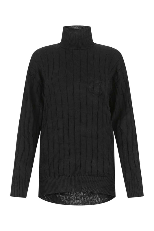 Balenciaga バレンシアガブラックシルクブレンド特大のセーター - Image 1