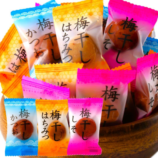 Individual Packaging, Assorted 3 Types of Plum (Shiso, Bonito, Honey), 10 Pieces each, Total 30 Pieces (30 Pieces)