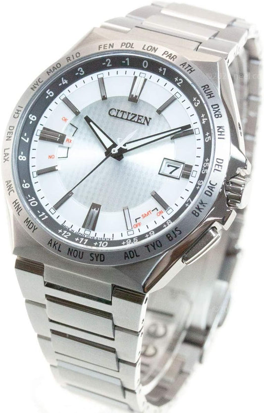 Citizen Atessa CB0210-54A Eco-Drive Watch Direct Flight ACT Line Men's Silver, Dial color - white, Wristwatch, photo-generated, radio watch, direct flight