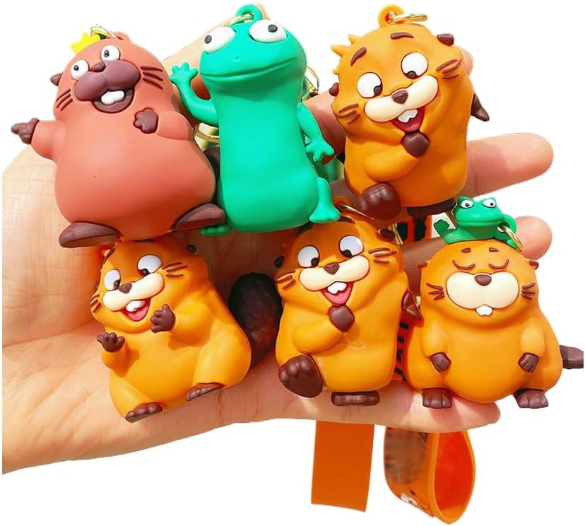 [NIVLAC] ビーバー キーホルダー 3D立体 キングビーバー トカゲ アニマル 萌えグッズ アニメ映画 キーチェン フィギュア 可愛い 装飾品 カバン掛け 軽量 プレゼント コレクション [並行輸入品]