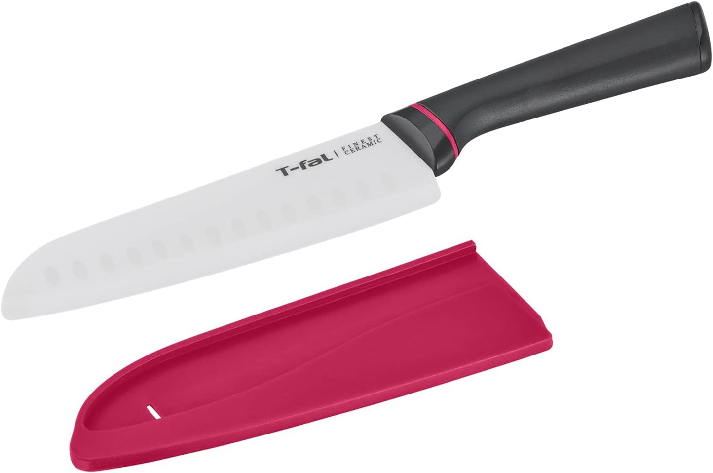 Tefal K17905 Santoku Knife, 6.5 inches (16.5 cm), No Smell, No Rust, Finest Ceramic Santoku Knife, Protective Cover Included