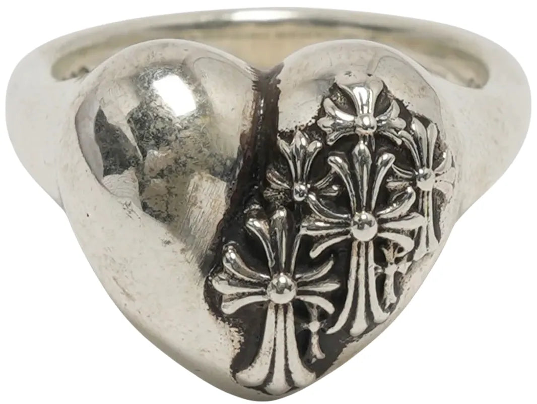 CHROME HEARTS 'CEMETERY' SILVER HEART RING