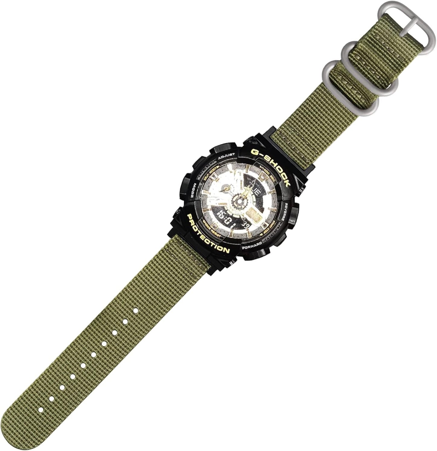Lijinlan Military Ballistic Nylon Strap Replacement G-Shock Watch Band for Casio G-Shock Watch Model DW-5600, GWM-5610, DWE-5600, GMW-B5000, GW-B5600, DW-D5500, GA-110 (Green), Gemless