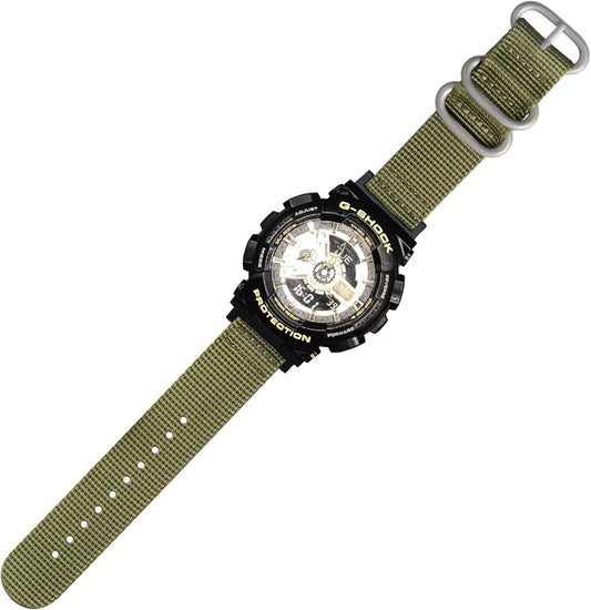 Lijinlan Military Ballistic Nylon Strap Replacement G-Shock Watch Band for Casio G-Shock Watch Model DW-5600, GWM-5610, DWE-5600, GMW-B5000, GW-B5600, DW-D5500, GA-110 (Green), Gemless