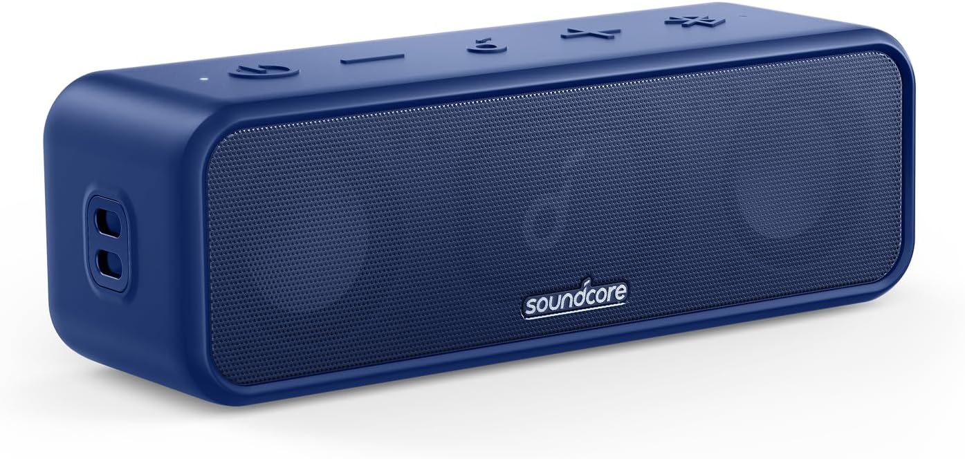 Anker Soundcore 3 Bluetooth Speaker / IPX7 Waterproof / Titanium Driver / Dual Passive Radiators / BassUp Technology / App Compatible / Equalizer Settings / USB-C Connection / 24-Hour Continuous