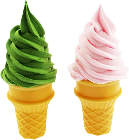 speed mao Lifelike Cute Soft Ice Cream Food Sample Food Model Set of 2 (Pink and Green)