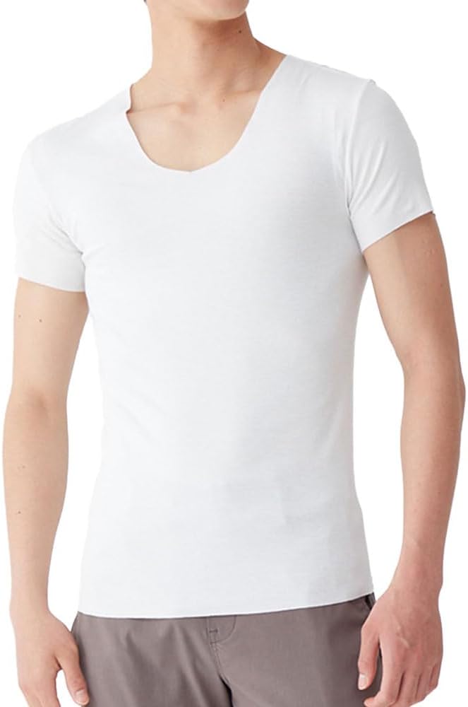 GUNZE YG NEXTRA CUT OFF, Regular Fit, Short Sleeve, V-Neck, Natural Heat Generation, Made in Japan, Room Drying, Antibacterial, USA Cotton, Men's