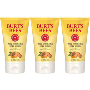 Burt 's Bees paquete de 3 frascos de 4 onzas de exfoliante de durazno y corteza de sauce para poros