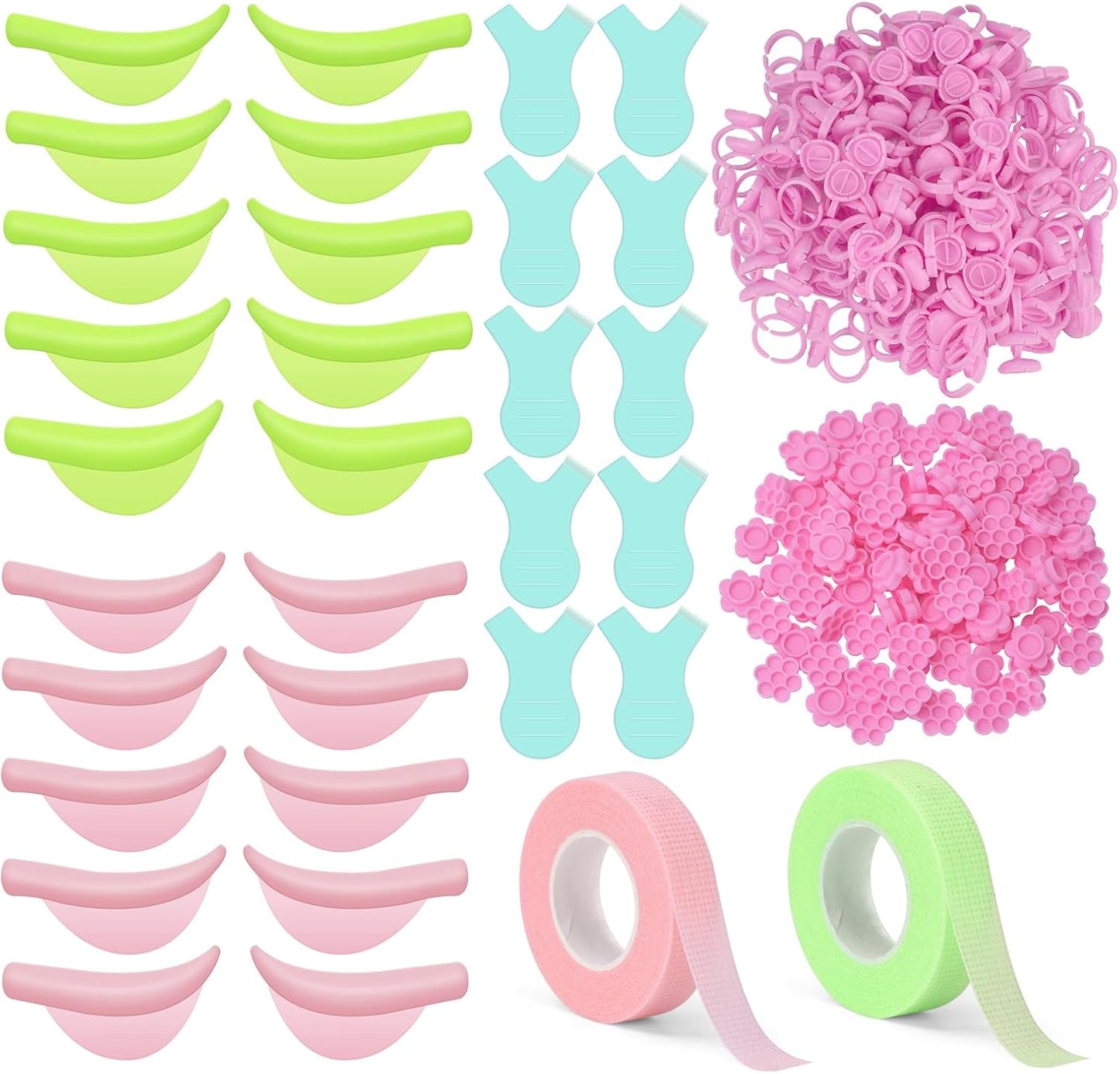 UAKEREDプロ向け まつ毛エクステンション ツールフルセットシリカゲルまつげカールセット5号Yブラシまつげリフトパッド接ぎ木まつげリフトカーラーリングまつげエクステンション用品繰り返し使用可能