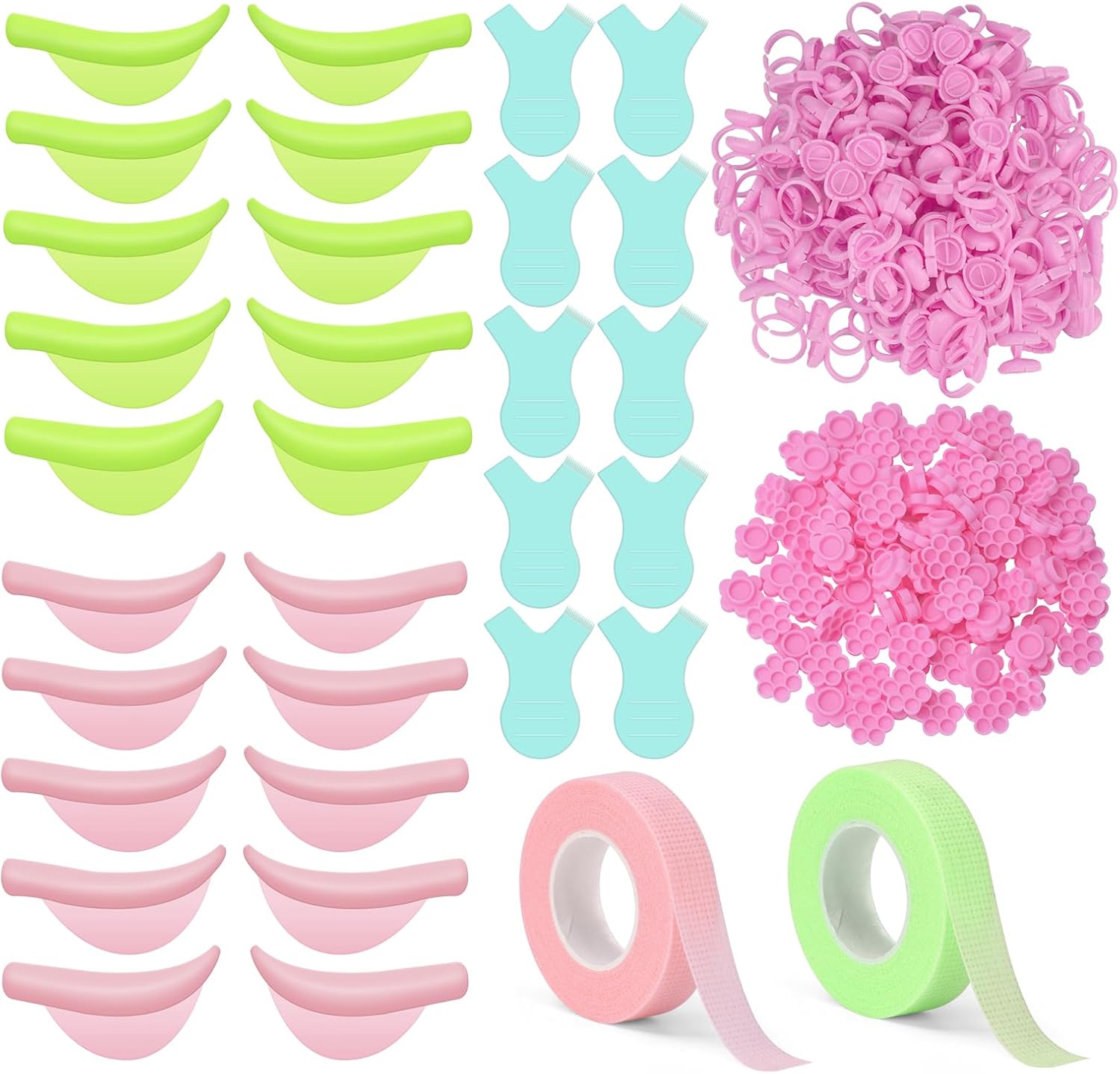 UAKEREDプロ向け まつ毛エクステンション ツールフルセットシリカゲルまつげカールセット5号Yブラシまつげリフトパッド接ぎ木まつげリフトカーラーリングまつげエクステンション用品繰り返し使用可能