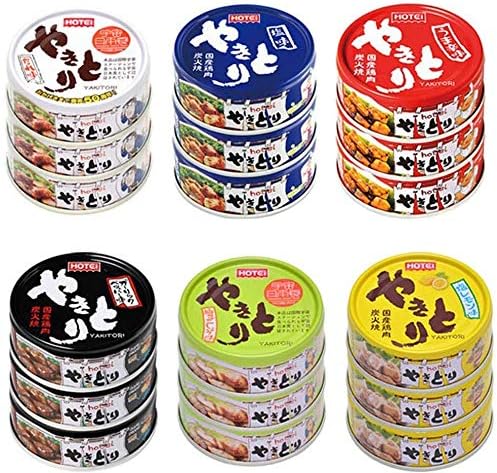 Houtei Foods Canned Food Set Yakitori 3 Cans x 6 Varieties 18 Cans Dipping Sauce Salt Spicy Garlic Pepper Yuzu Pepper Salt Lemon Appetizers Storage Emergency Food