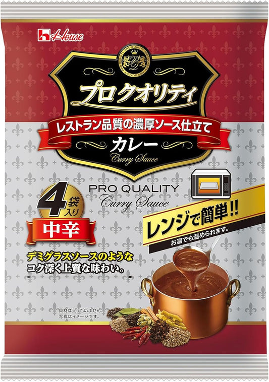 Pro Quality House Curry Medium Spicy 4 bags x 6 pieces [Microwave cooking compatible] [Retort food] [Emergency food]