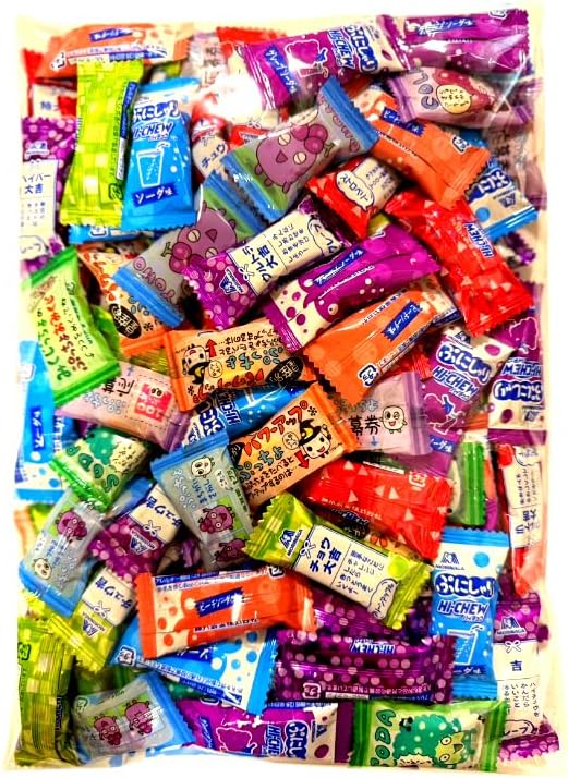 Morinaga Haichu Squishari UHA Flavor Sugar Puccho 10 Types, Assorted Set, Individual Packaging, Large Capacity, Soft Candy Dagashi, Assorted (104 Pieces Total)