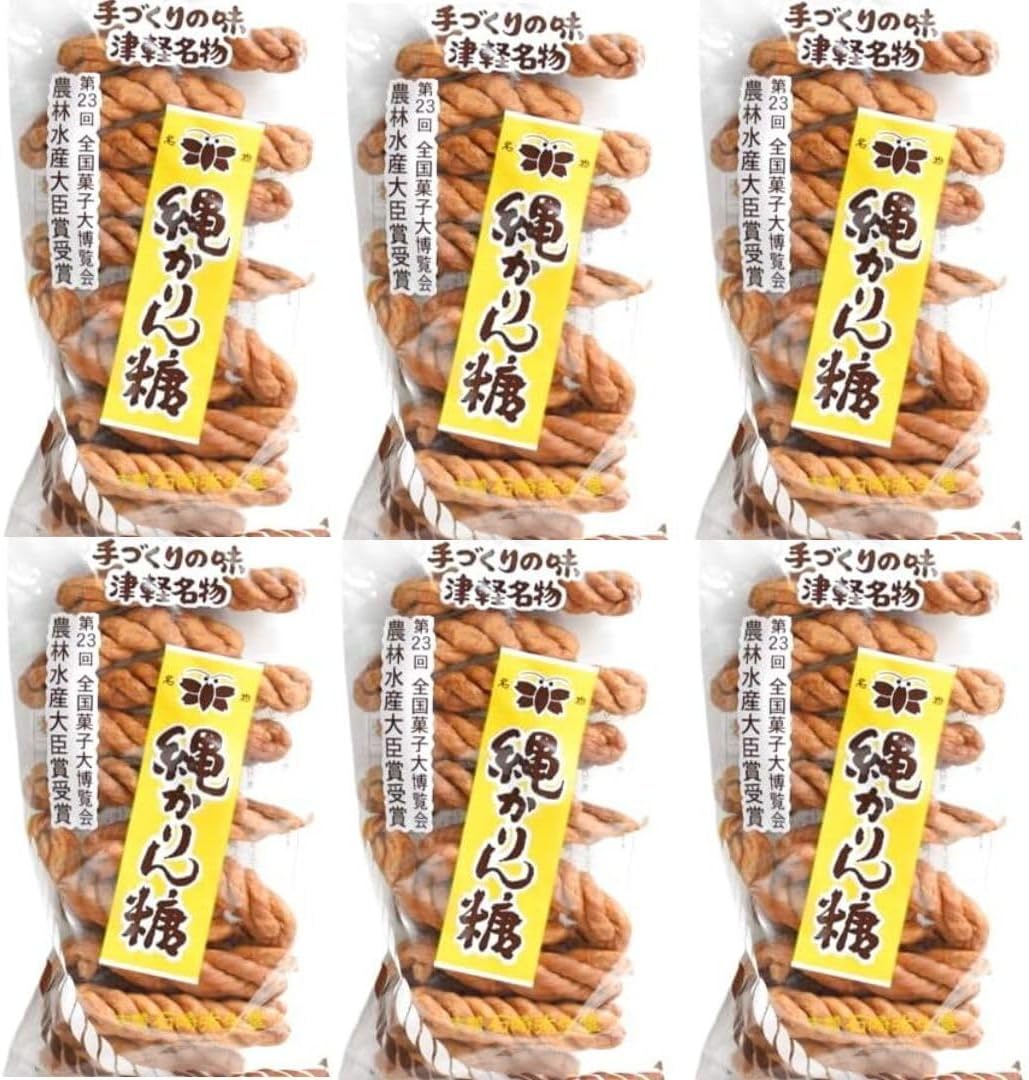 Rope Kendo Aomori Tsugaru Specialty Tsugaru Hendo Ishizaki Yayseido Award Winner of the Ministry of Agriculture, Forestry and Fisheries Award, Handmade Flavor, Treats, 7.1 oz (200 g), 6 Bags (6 Rope)