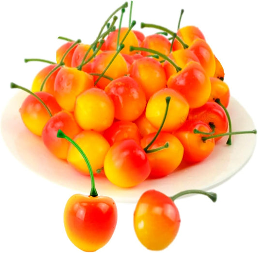 S.fields.inc Cherry Food Samples, 50 Pieces, 1.0 inches (2.5 cm), Cherry Blossom Peach Sample, Realistic Fruit Model