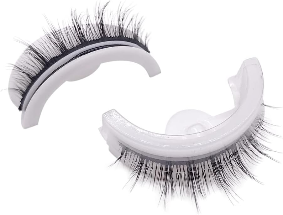 PT Decals 1 Pair Self Adhesive False Eyelashes, Reusable Self Adhesive False Eyelashes, Natural, Popular Eyelash Practice Tool, No Glue Free, Waterproof with Storage Box, Soft and Comfortable for