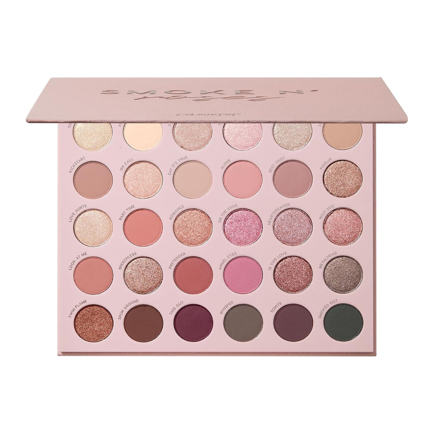 ColourPop Smoke N Roses Paleta de sombras de ojos, tonos rosey y ahumados con acabados metálicos y mate, maquillaje de ojos de alto pigmento con una fórmula de larga duración (1.16 onzas)