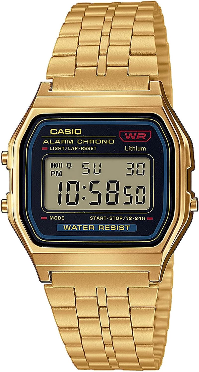Casio A159WGEA-1 Standard Digital Quartz Watch, Free sliding clasp Gold A159WGEA-1, Bracelet Type