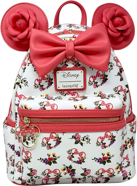 Loungefly Disney Minnie Mouse Roses Allover Print - Bolso de hombro con doble correa para mujer