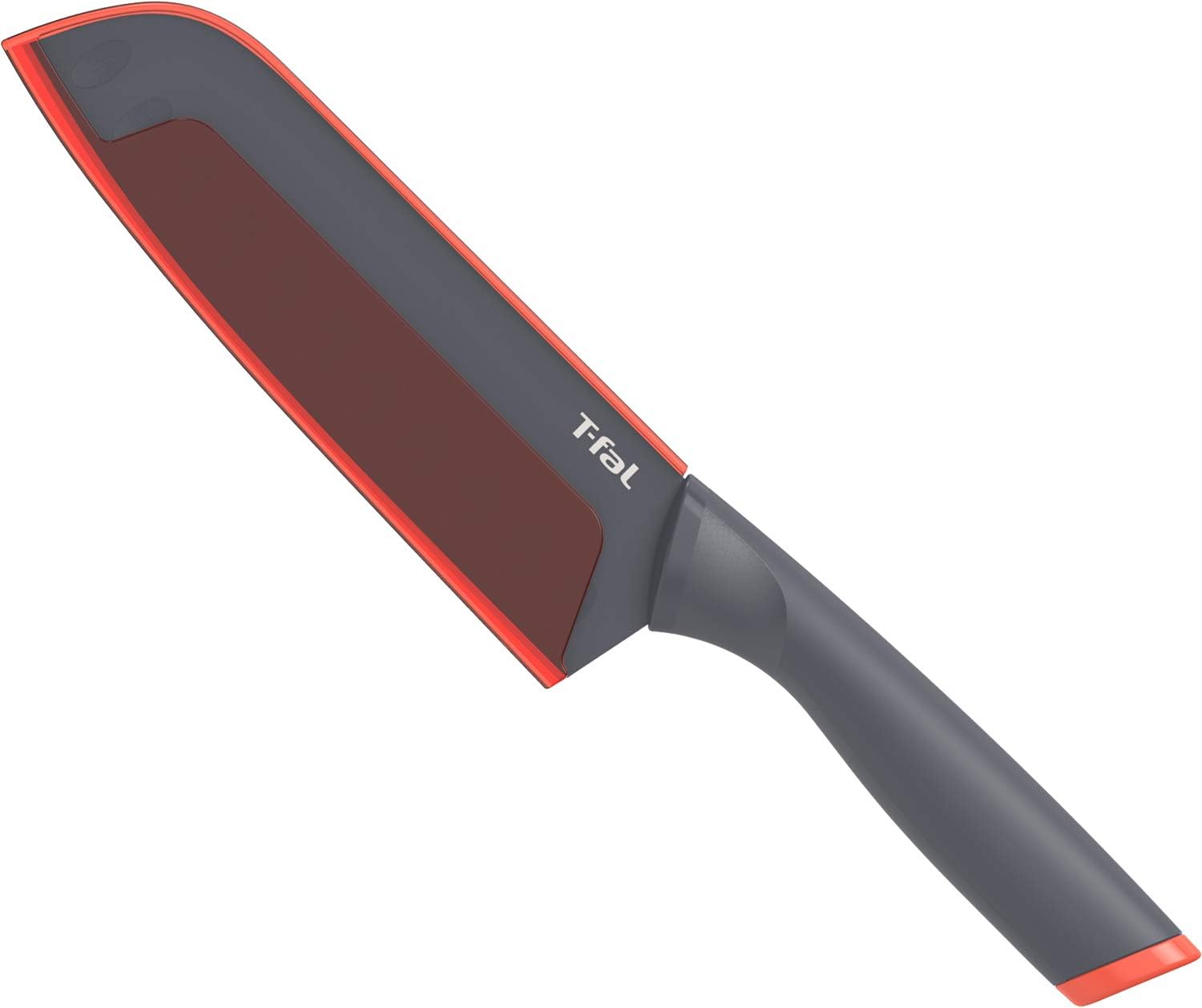 Tefal K13402 Santoku Knife, 6.5 inches (16.5 cm), Titanium Reinforced Coating, Elastomer Material, Easy to Grip, Fresh Kitchen Santoku Knife, Protective Cover Included