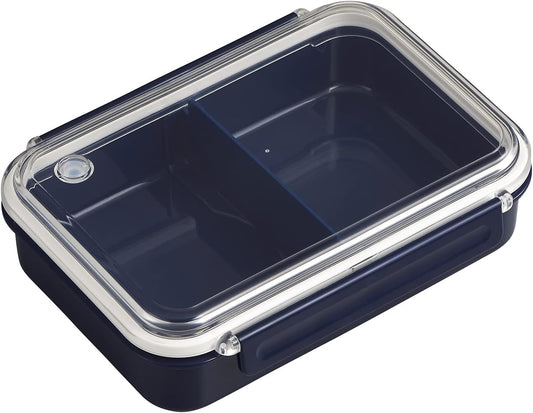 OSK Feel Easy Freezable Storage Bento Box, Tight Box with Divider, Navy, 27.6 fl oz (800 ml), Made in Japan, Dishwasher Safe, Microwave Safe, 2-Point Lock, Gasket, Leak Proof, Stylish, Simple