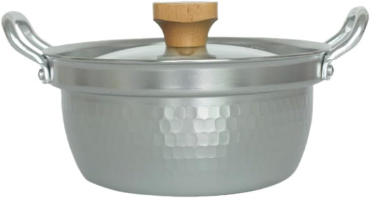 Kiwet Spill Proof Snow Flat Pot, Two-Handed Small Soup Pot, Hammered Pattern Sukiyaki Pot, Instant Ramen Pot, Small Soup Pot, Home Use, Commercial Nabe Udon Pot, Korean Ramen Pot, Kitchen Utensils,