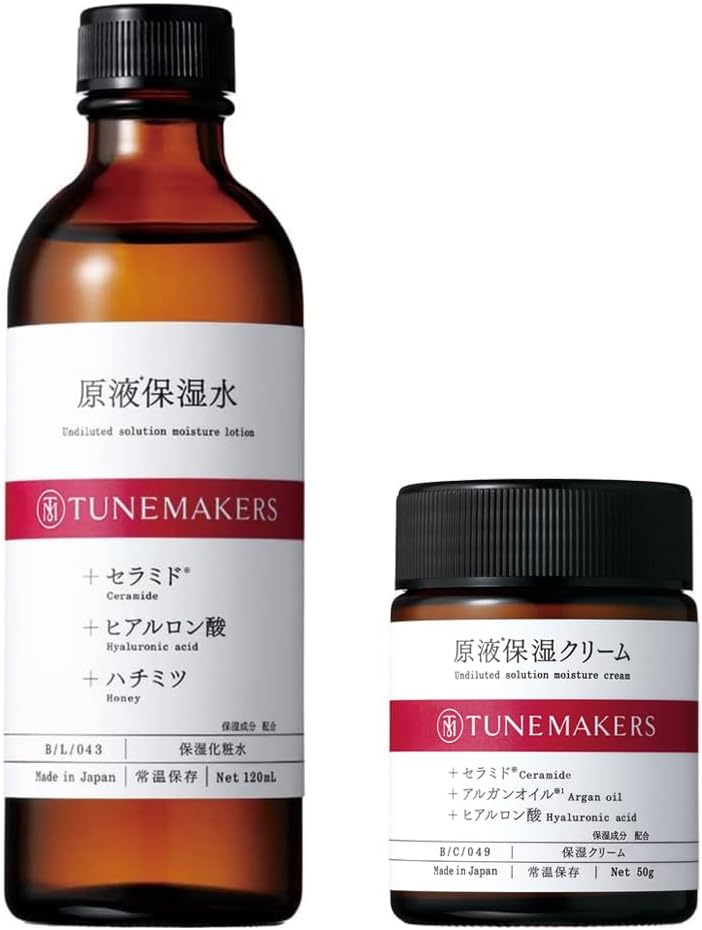 TUNEMAKERS Lotion Solution Moisturizing Water, 4.2 fl oz (120 ml) + Moisturizing Cream, 1.8 oz (50 g), Ceramide, Hyaluronic Acid, Honey, Argan Oil, Hyaluronic Acid
