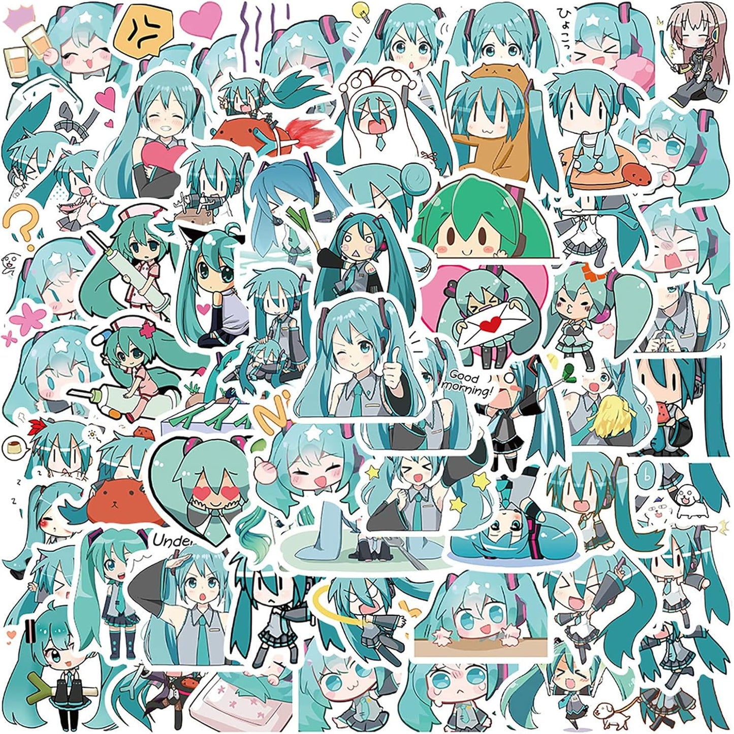 65 pieces for Hatsune Miku Stickers Set, Cute Anime for Hatsune Miku Stickers, Moe Goods, Notebook, Popular, Anime Stickers, Stylish, Waterproof, Graffiti Stickers, Popular, DIY Stickers, Bicycle,