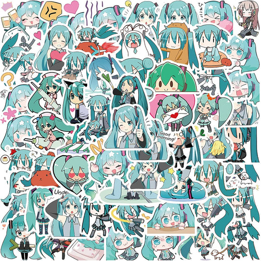 65 pieces for Hatsune Miku Stickers Set, Cute Anime for Hatsune Miku Stickers, Moe Goods, Notebook, Popular, Anime Stickers, Stylish, Waterproof, Graffiti Stickers, Popular, DIY Stickers, Bicycle,