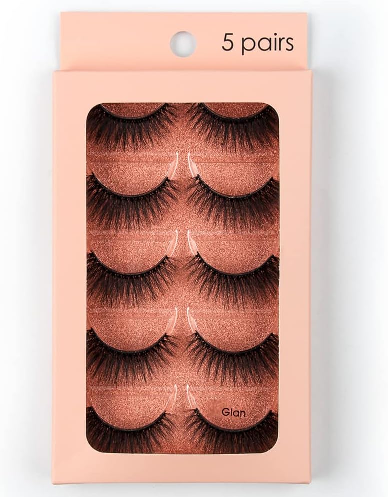 5 Pairs False Eyelashes New Design Eyelashes Ultra Dense Recital Stage Makeup Natural Cute Long Eyelashes Extension Luxury Fake Mink Lashes (Glan)