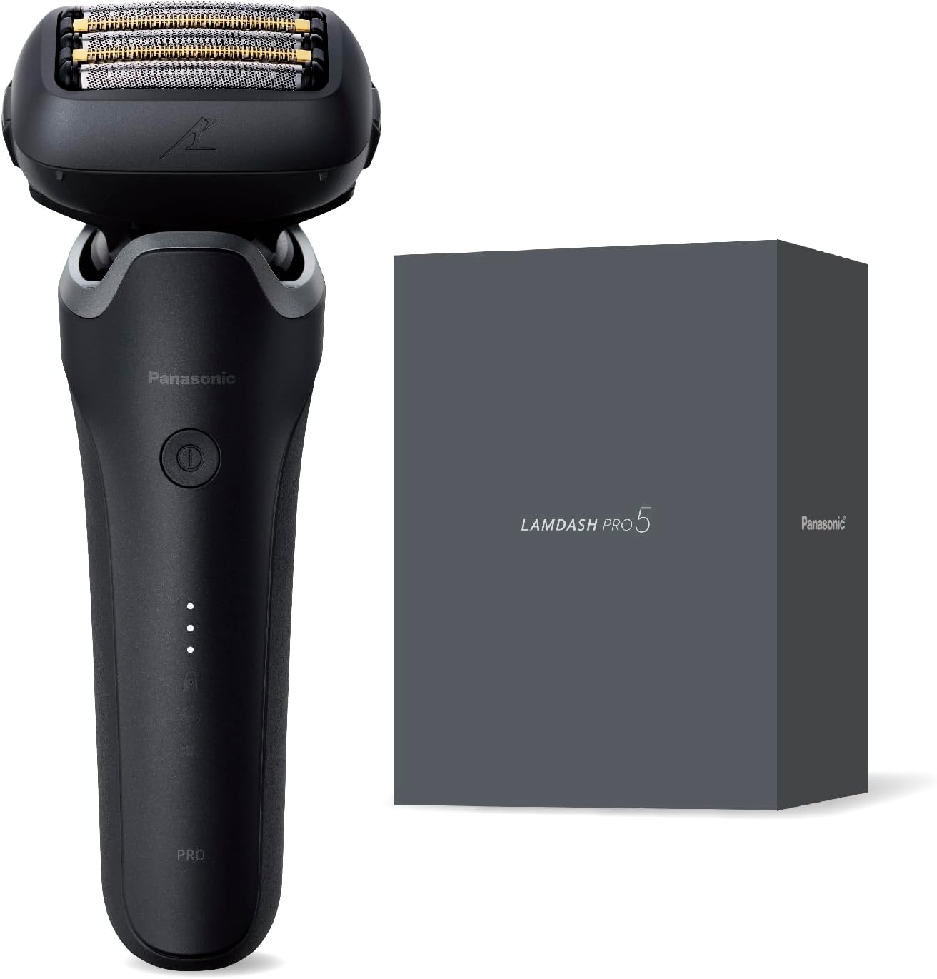 Panasonic Men's Shaver Lamdash PRO 5-Blade Electric Beard Shaver Lamdash AI+ AC Adapter Charging ES-L551D-K Matte Black
