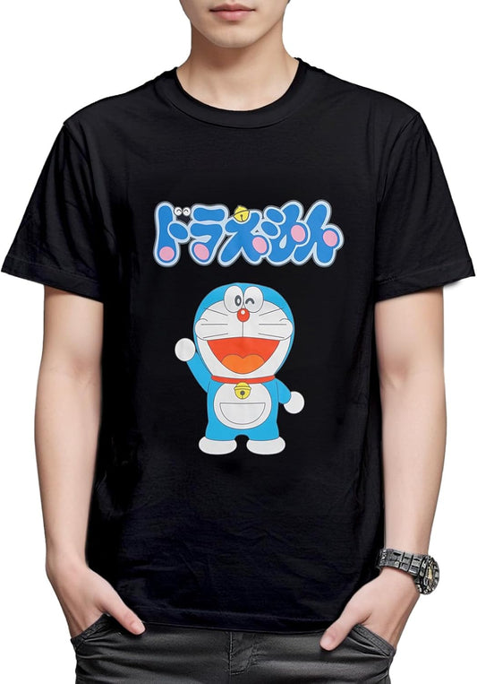 Finplus Short Sleeve Doraemon Logo T-Shirt, Simple, Goods, Character
