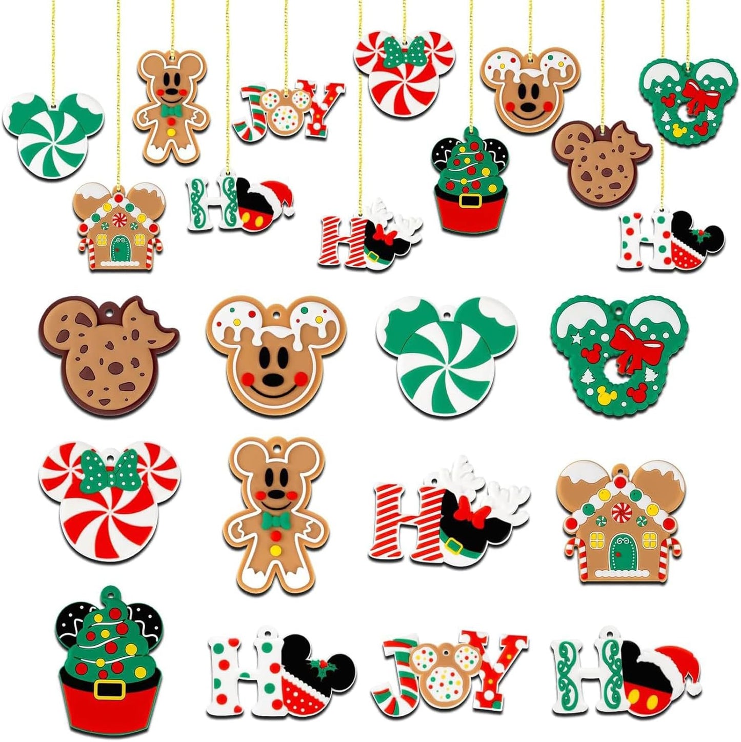 12 piezas de decoraciones navideñas con hilos finos dorados, adornos de ratón de madera para árboles de fiestas navideñas, decoraciones de fiesta para colgar en árbol, hogar, chimenea (verde)
