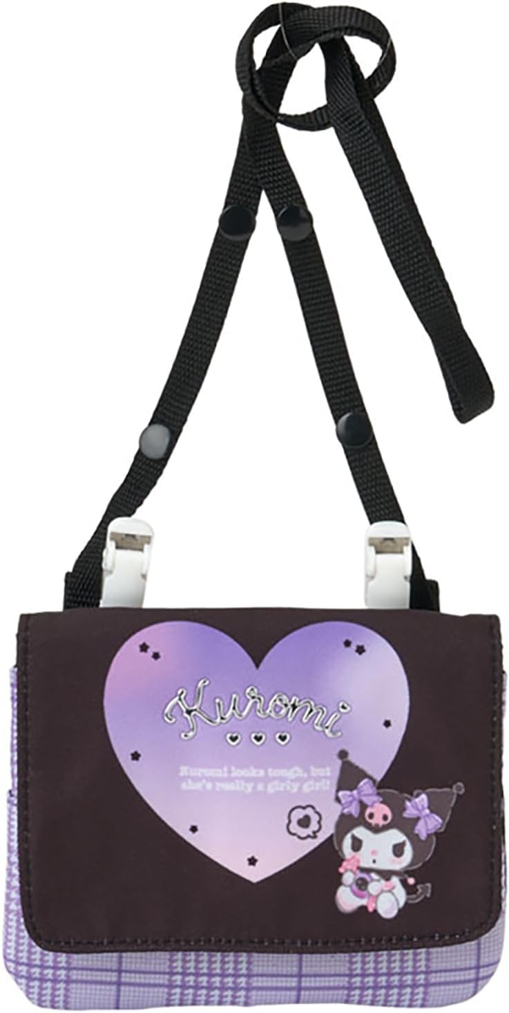 Sanrio Pocket Pouch with Shoulder Strap, Personal Accessories, Polyester, Approx. Width 5.5 x Depth 0.4 x Height 4.7 inches (14 x 1 x 12 cm), Interior Name Space, For Children